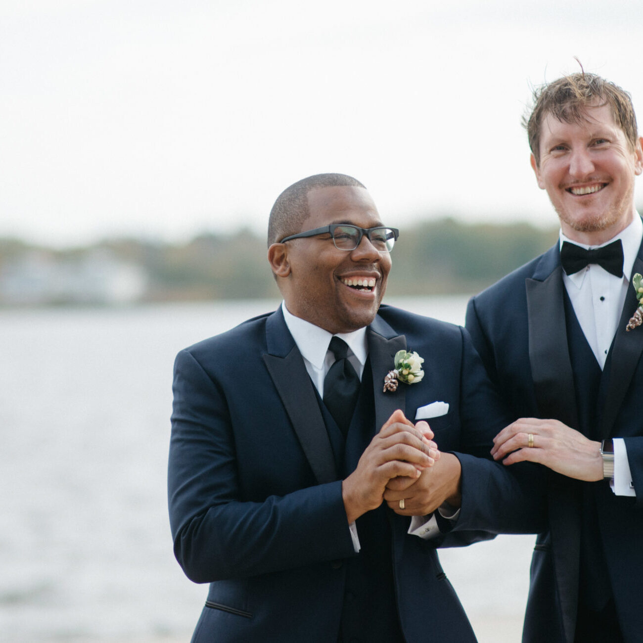 Two makes get married in Saugatuck on a rainy day