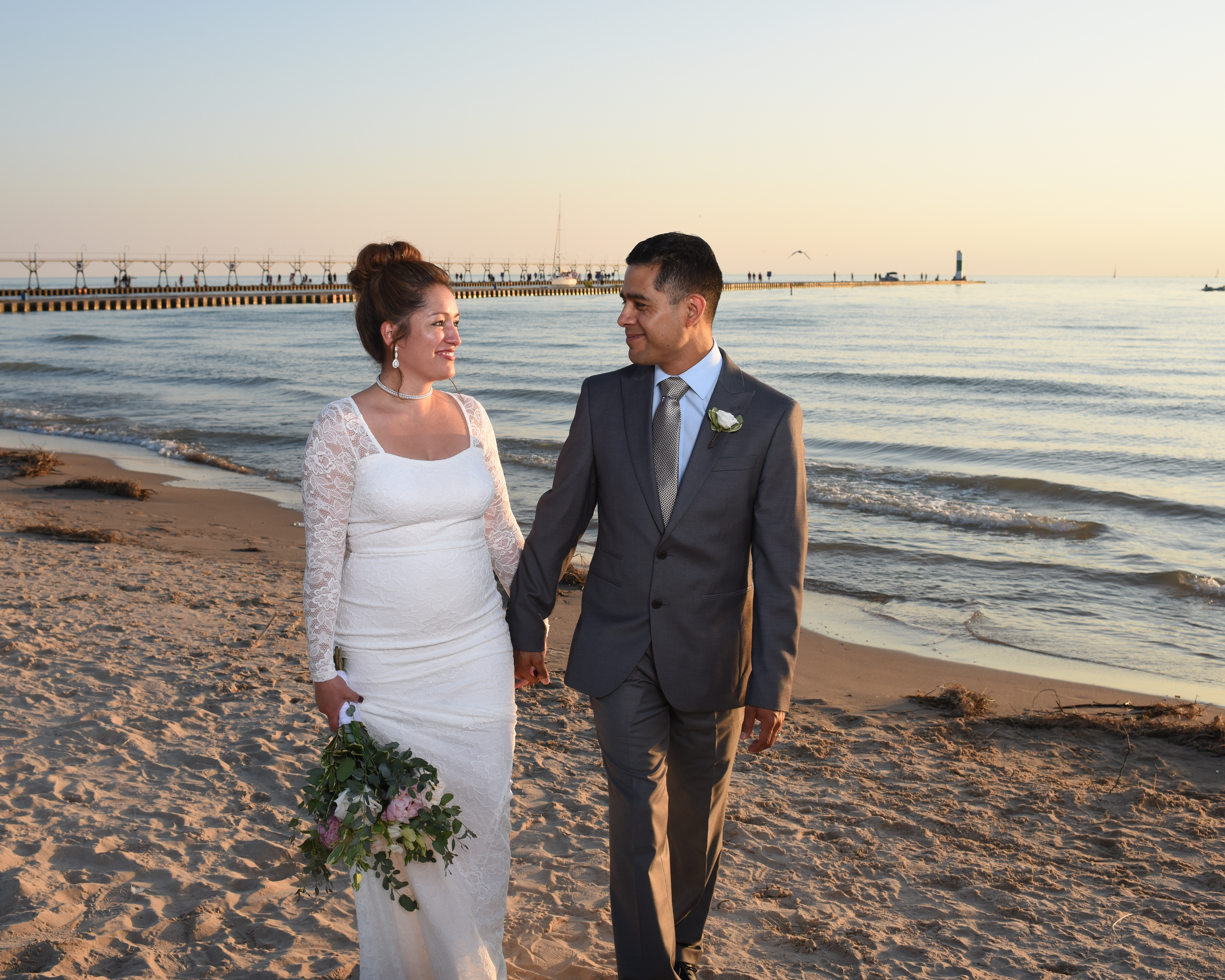newlyweds on south haven beach (1)